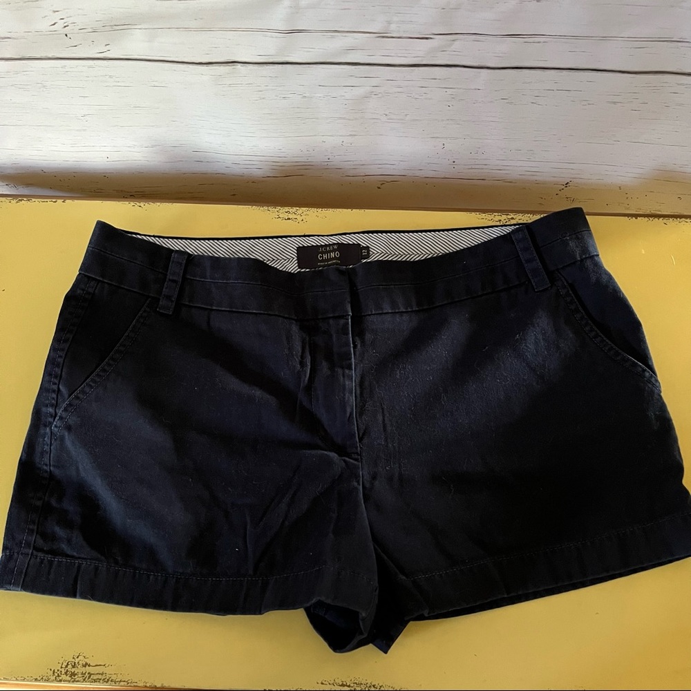 J Crew 3” chino shorts, navy